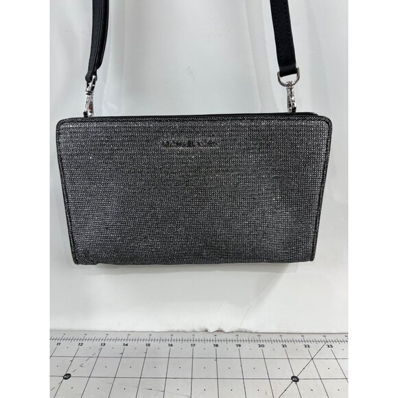 Michael Kors Handbags - Michael Kors Metallic Silver Black Crossbody Clutch Bag ~~minty~~ Leather